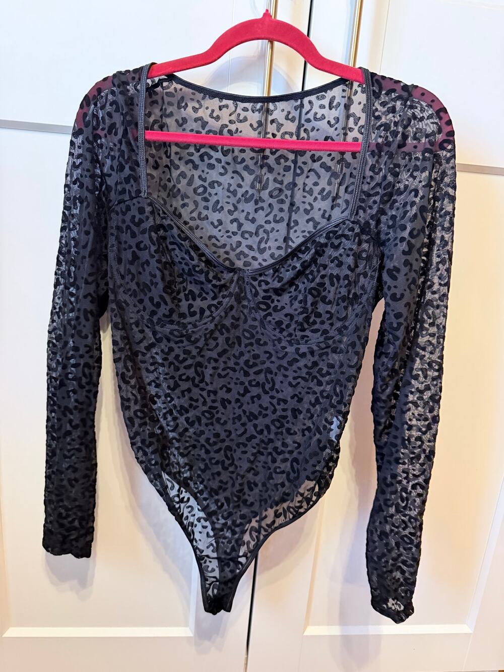 black mesh cheetah print sheer bodysuit